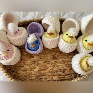 Handmade Crochet Plush Chick in Egg. Easter gift
